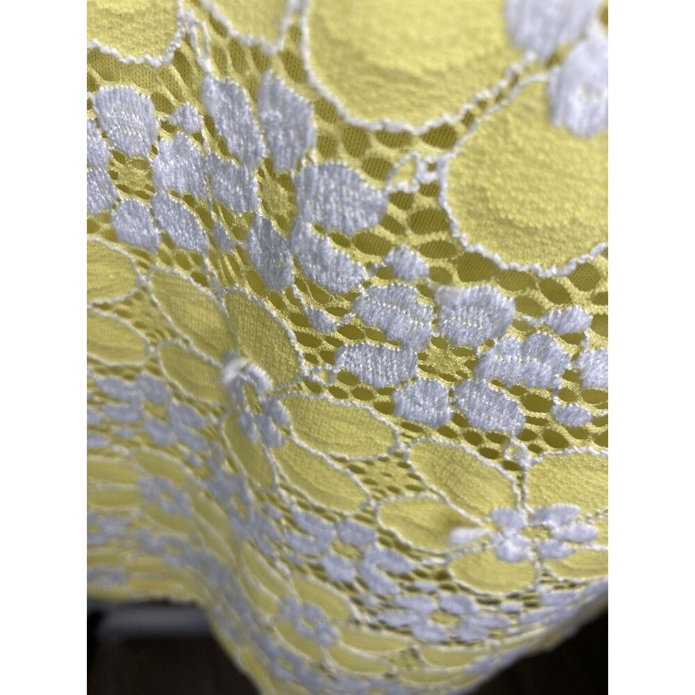 Yellow Floral Lace Dress Womens 16 Sheath Whimsical Kawaii Twee Coquette - Picture 7 of 15